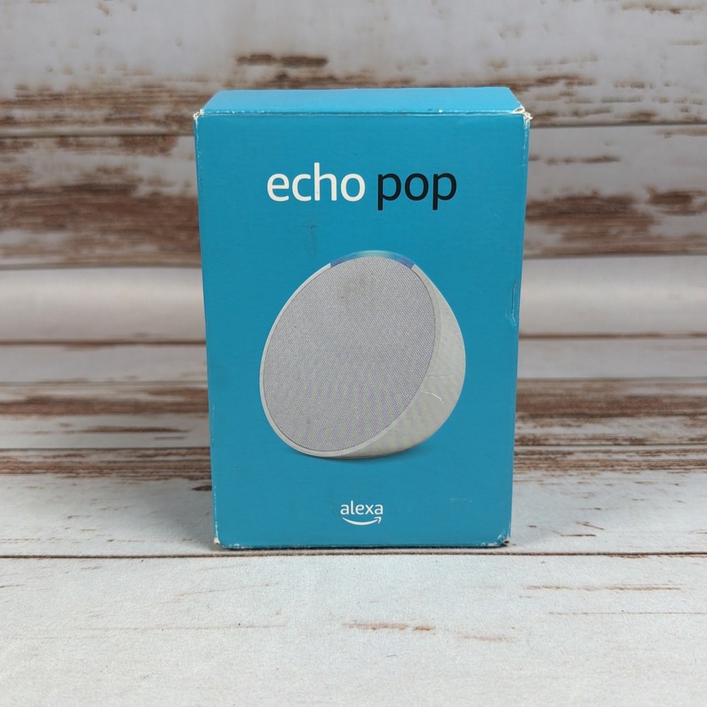 Amazon Echo Pop Smart Speaker Glacier White Alexa C2H4R9 With Box Tested